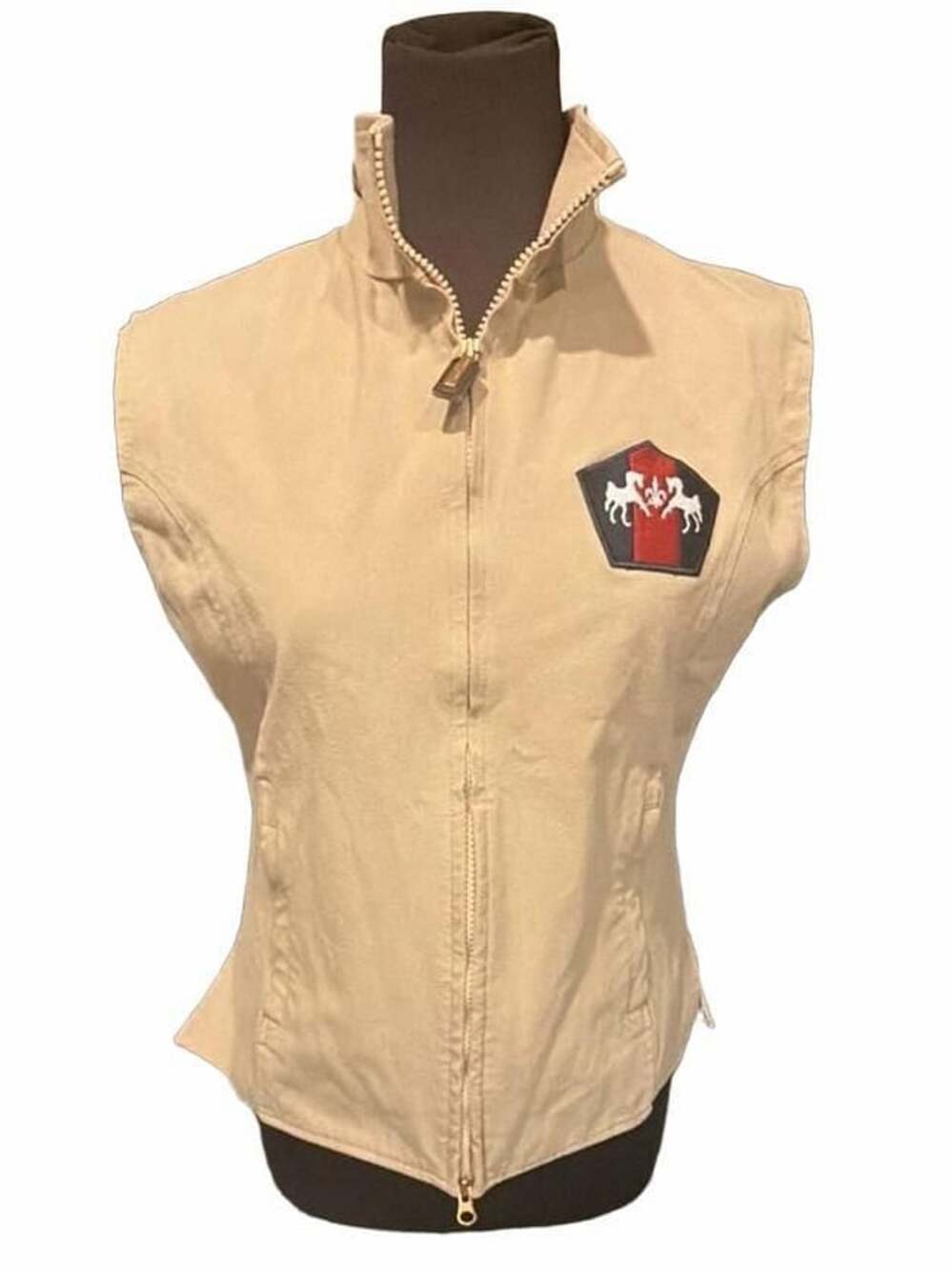 Equine Couture Vest Size L Beige Equestrian Full Zip